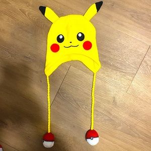 Pokémon pikachu Beanie with Pokeball Tassles